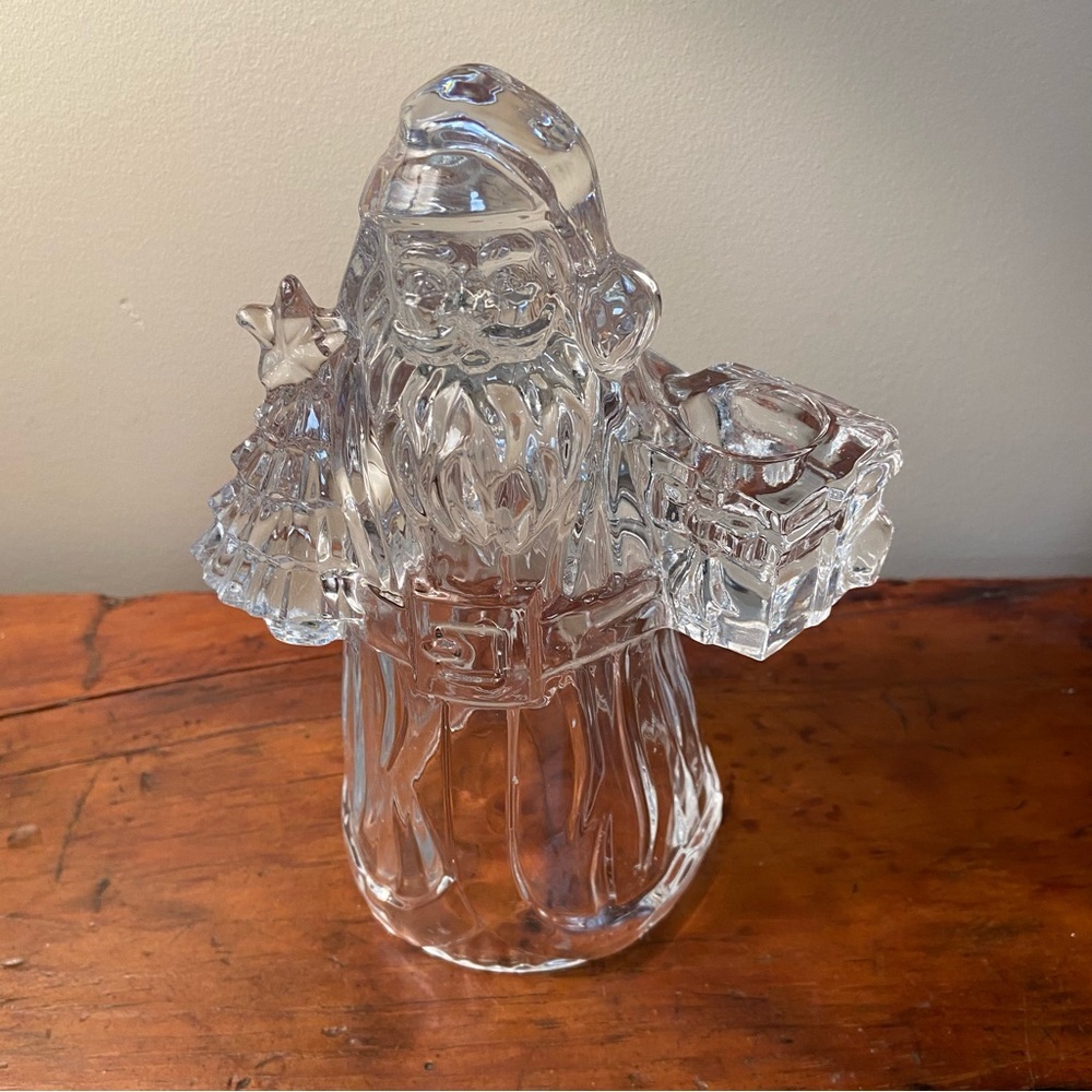St. George Crystal Santa Clause Candlestick Holder